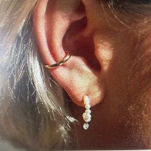 Catbird Pearl Baby Hoops with Floating Diamond (14K)